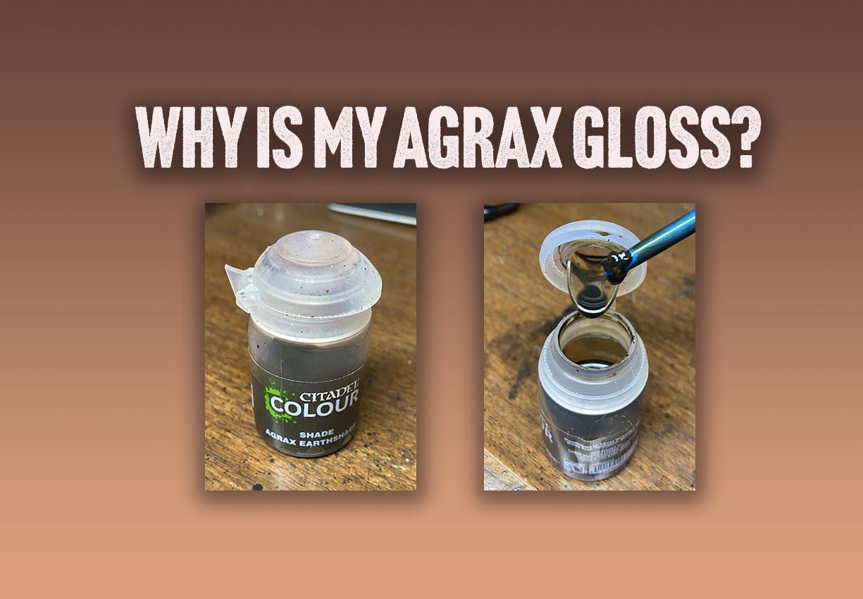 Agrax Earthshade had gone from leaving a clean, glossy (left) look